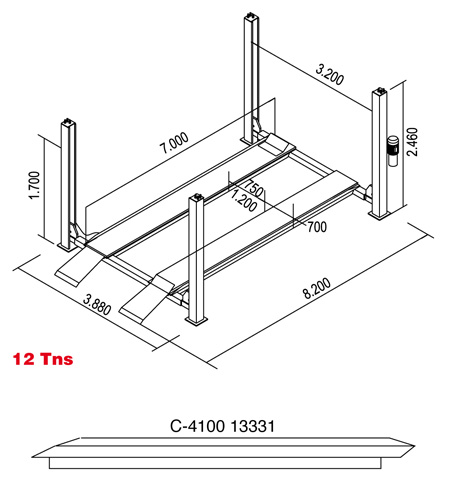 12tns_1_%201 Flat Platform Car Lifts from Casoc | 4 Post Car Lifts