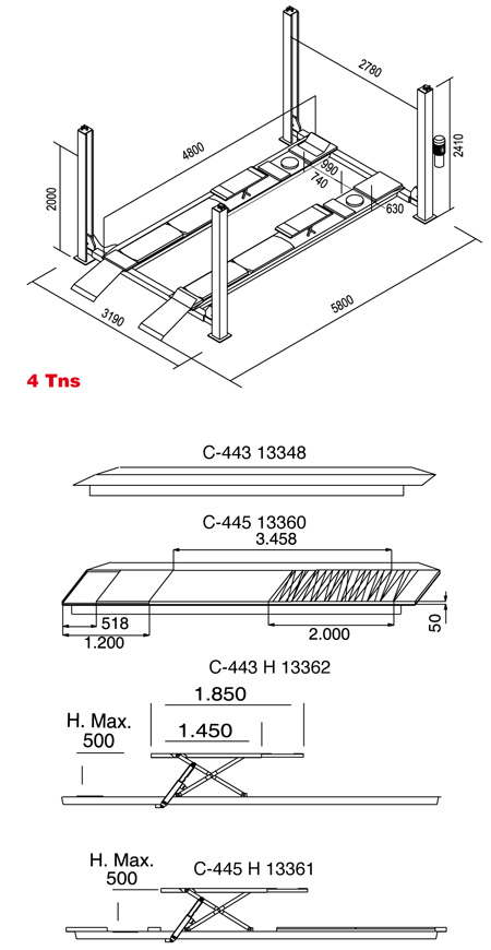 4tns2_1_%201 Flat Platform Car Lifts from Casoc | 4 Post Car Lifts