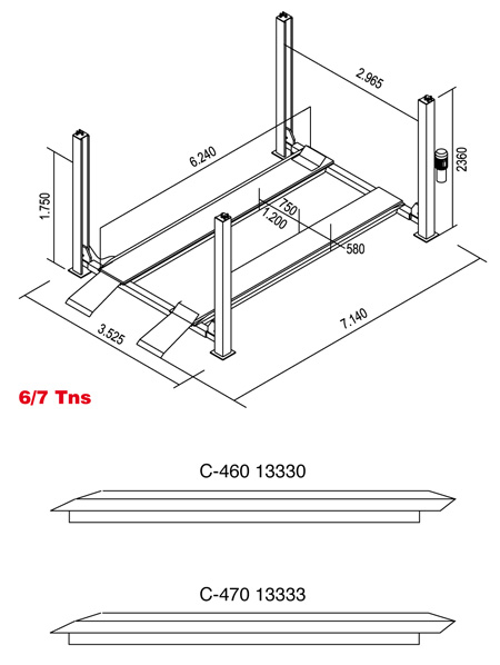 6_7tns_1_%201 Flat Platform Car Lifts from Casoc | 4 Post Car Lifts