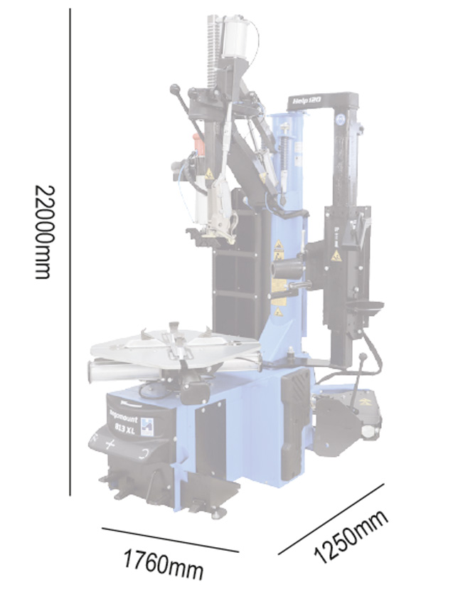 813XL_dims megamount 813XL Racing Tyre Changer