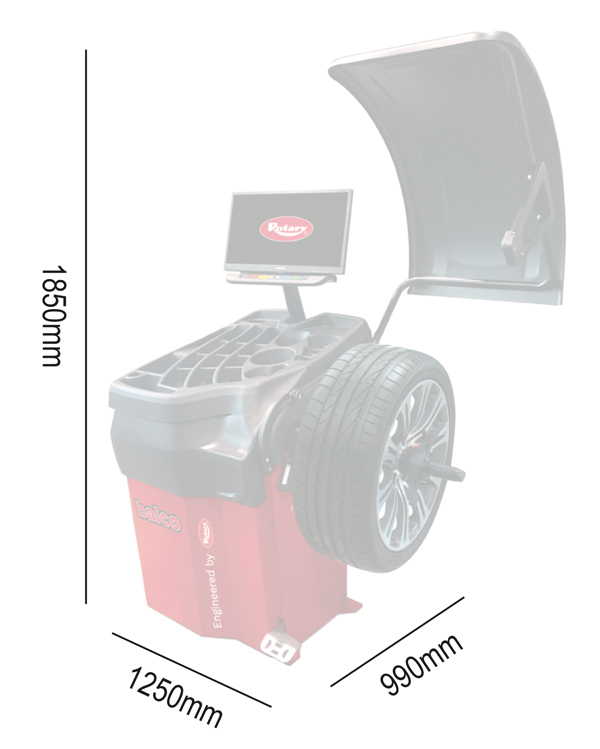 BR360-dims Balco BR360 Wheel Balancer