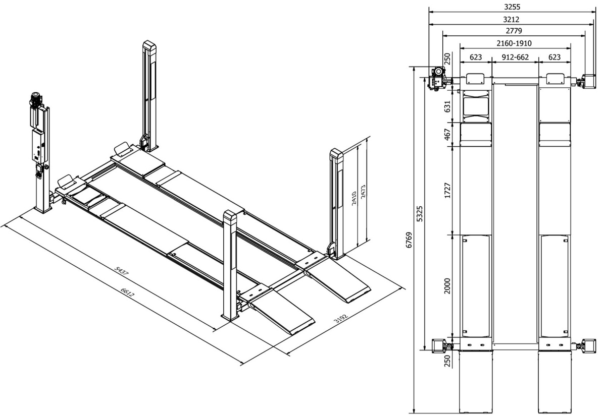 C455-Dims Wheel Alignment Lifts from ISN Garage Assist | 4 Post Car Lifts