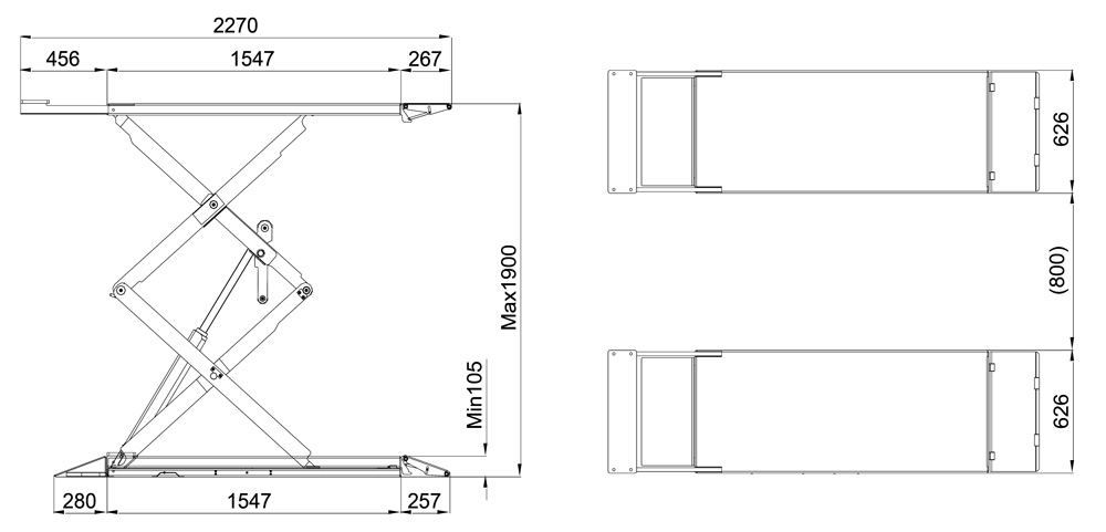 DX35_Dimensions Luxus DX35 Full-height Scissor Lift