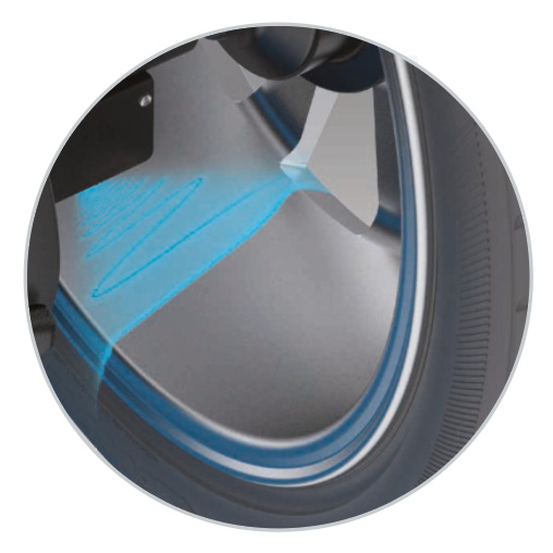 A 3D scan of the rim determines exact profile for precise weight and position, and calculates any run-out of the rim.