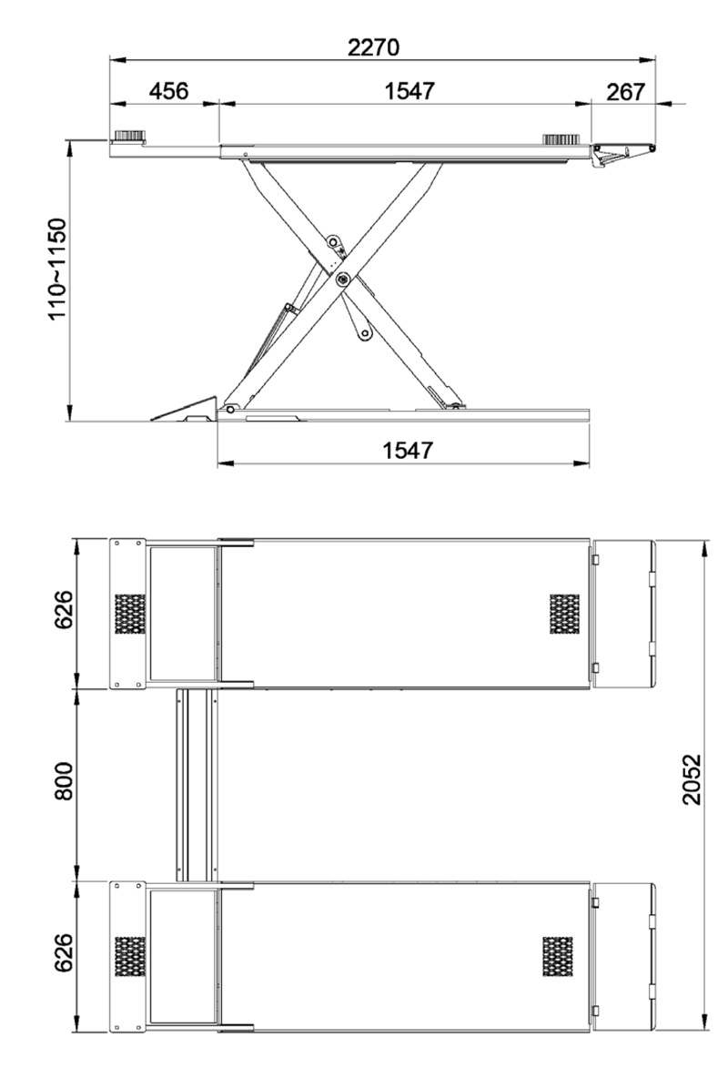 SX32_Dimensions Luxus SX32 Mid Rise Scissor Lift