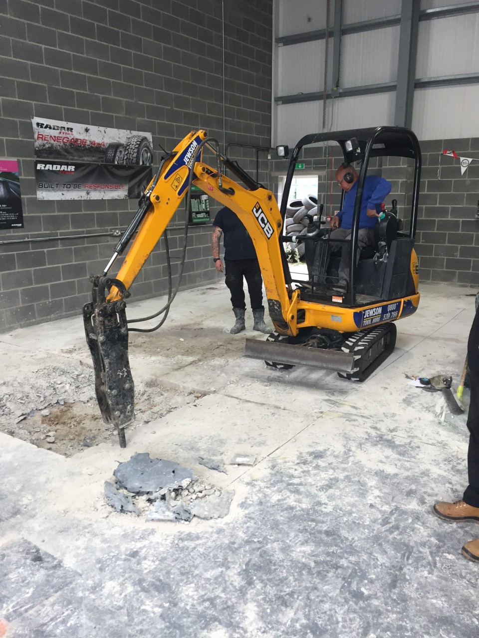 THE BEGINNING OF THE EXCAVATION AT FUSION AUTOS, CLEARING THE WAY FOR THE NEW MOT BAY.