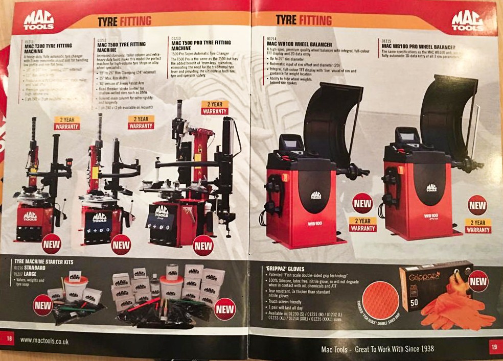 THE MAC TOOLS TYRE FITTING LINE UP, SUPPLIED BY HOFMANN MEGAPLAN