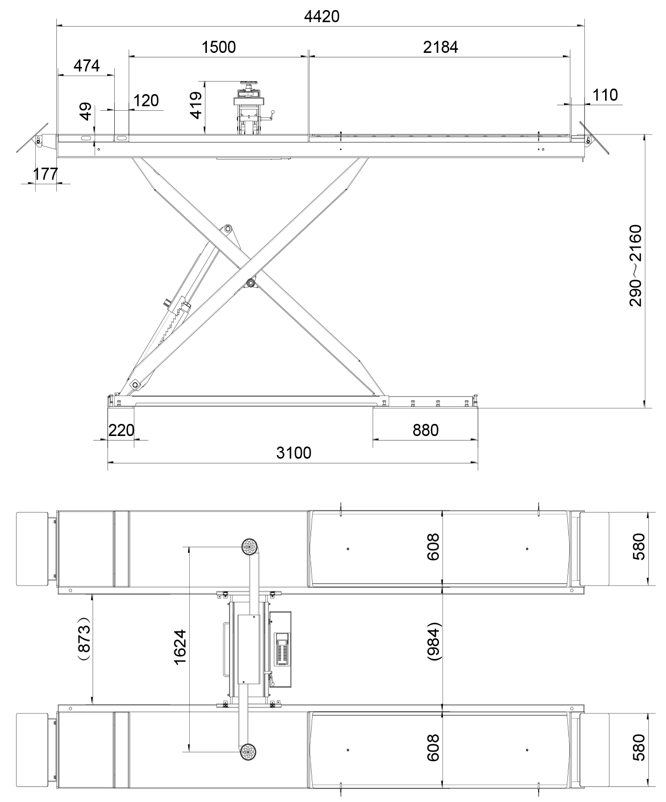 tx4000dims Geolift TX Series Full Height Platform Scissor Lift